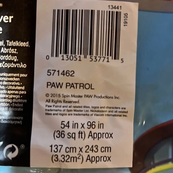 PAW PATROL PLASTIC TABLE COVER ~ Birthday Party Supplies Decorations Tablecloth - Picture 3 of 3